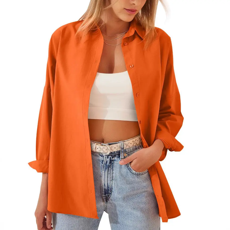 Women's White Long Sleeve Cardigan Shirt 2025 Spring Summer - Image 12