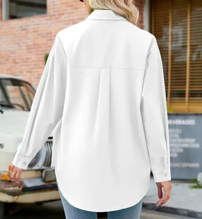 Women's White Long Sleeve Cardigan Shirt 2025 Spring Summer — feature 15