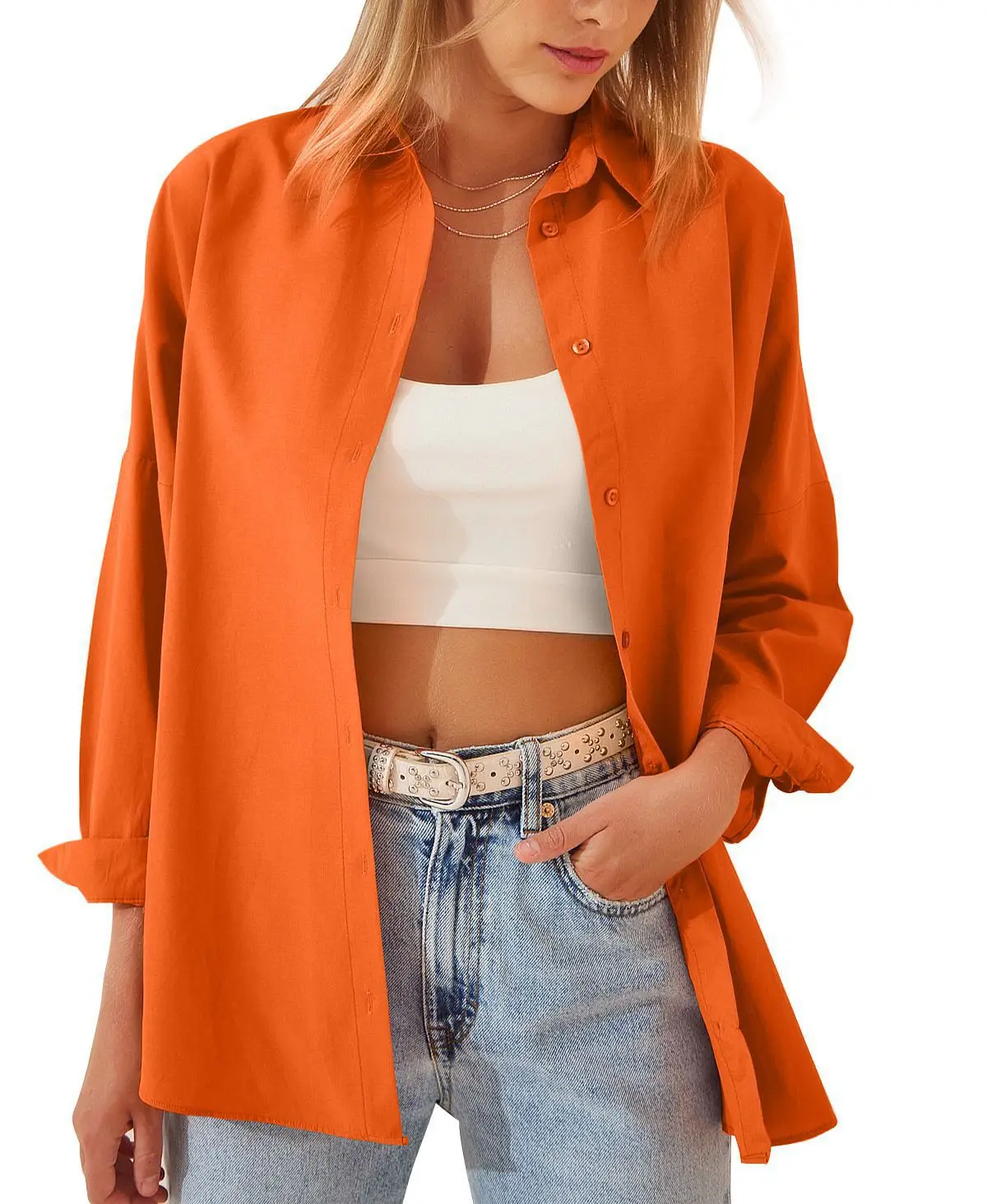 Women's White Long Sleeve Cardigan Shirt 2025 Spring Summer — feature 6