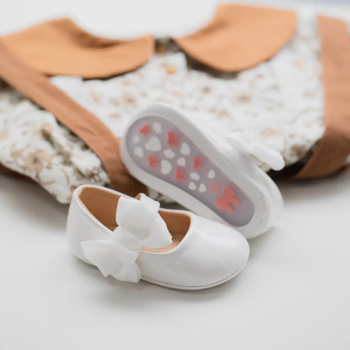 British Leather Baby Shoes Black Bow All Match