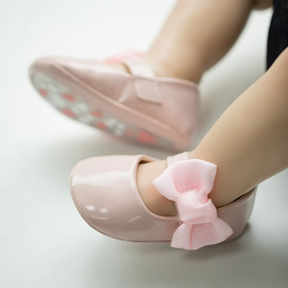 British Leather Baby Shoes Black Bow All Match — feature 16