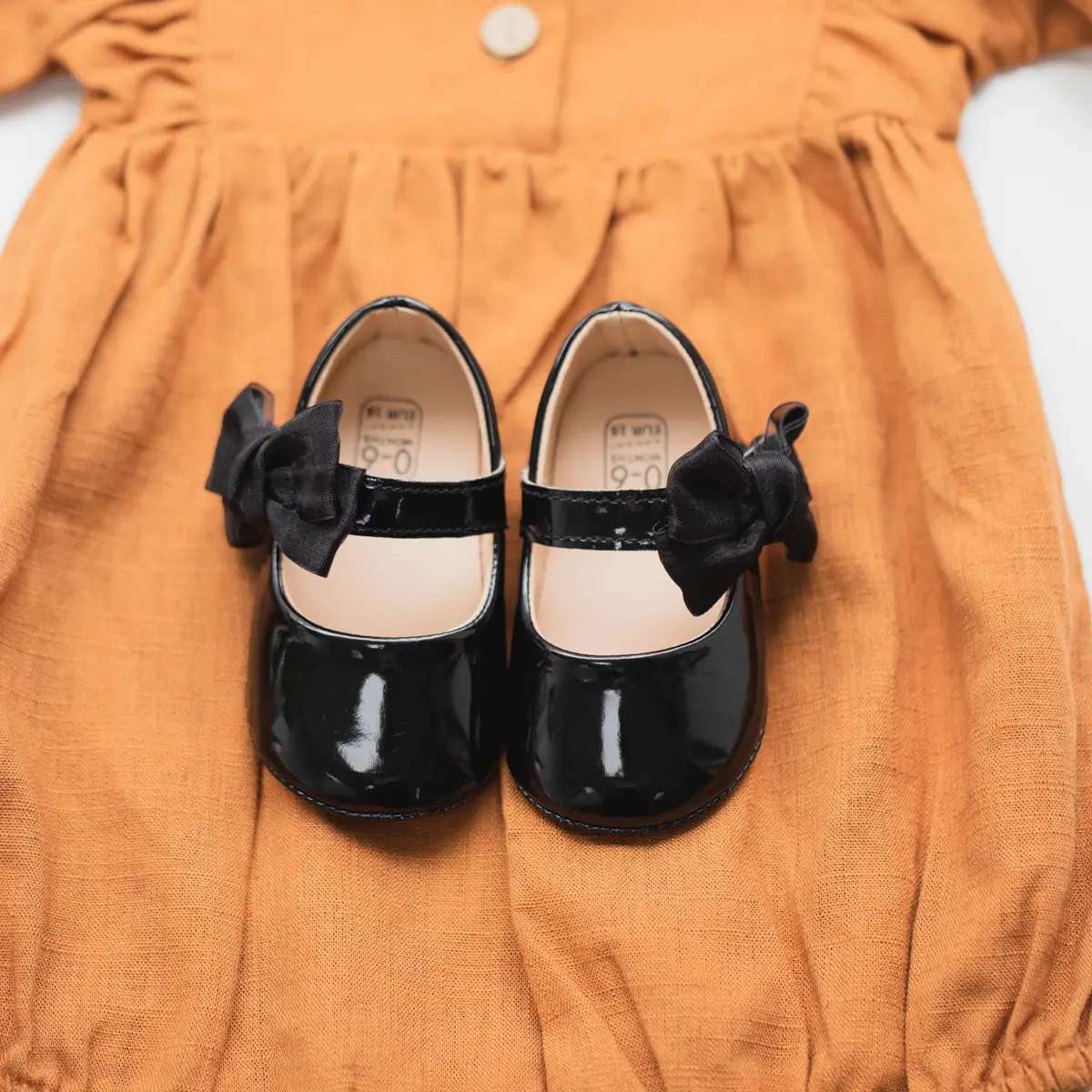 British Leather Baby Shoes Black Bow All Match — feature 17