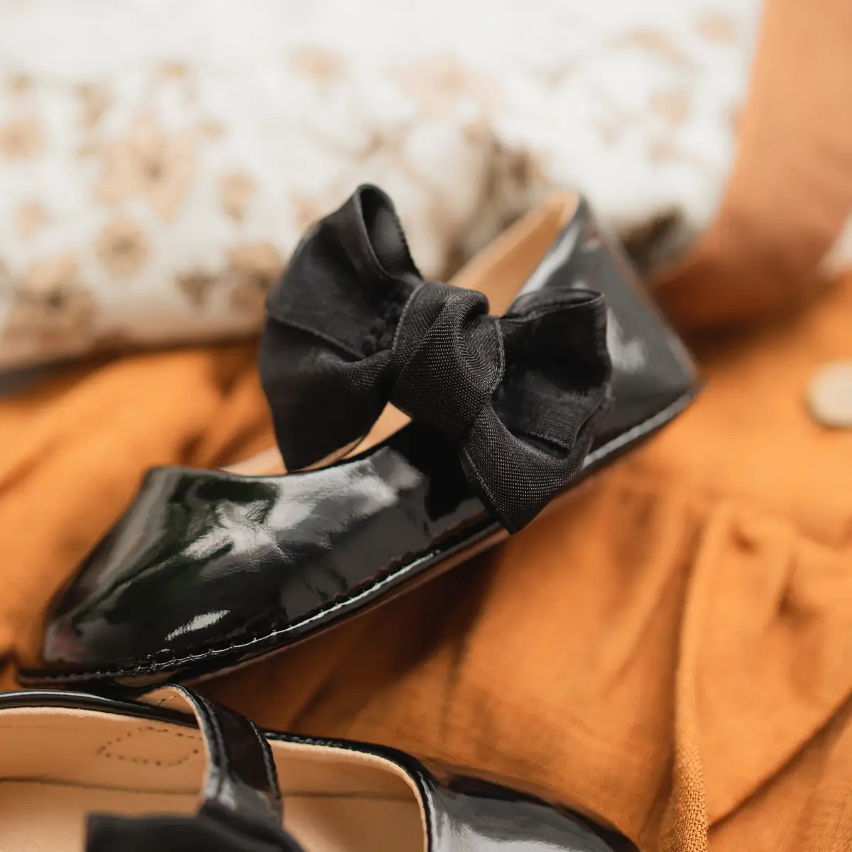 British Leather Baby Shoes Black Bow All Match — feature 18