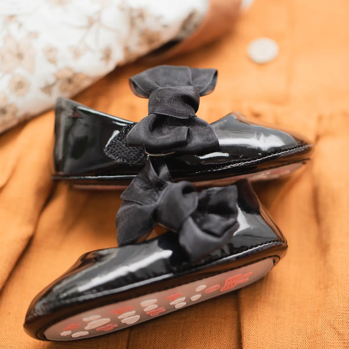 British Leather Baby Shoes Black Bow All Match — feature 19