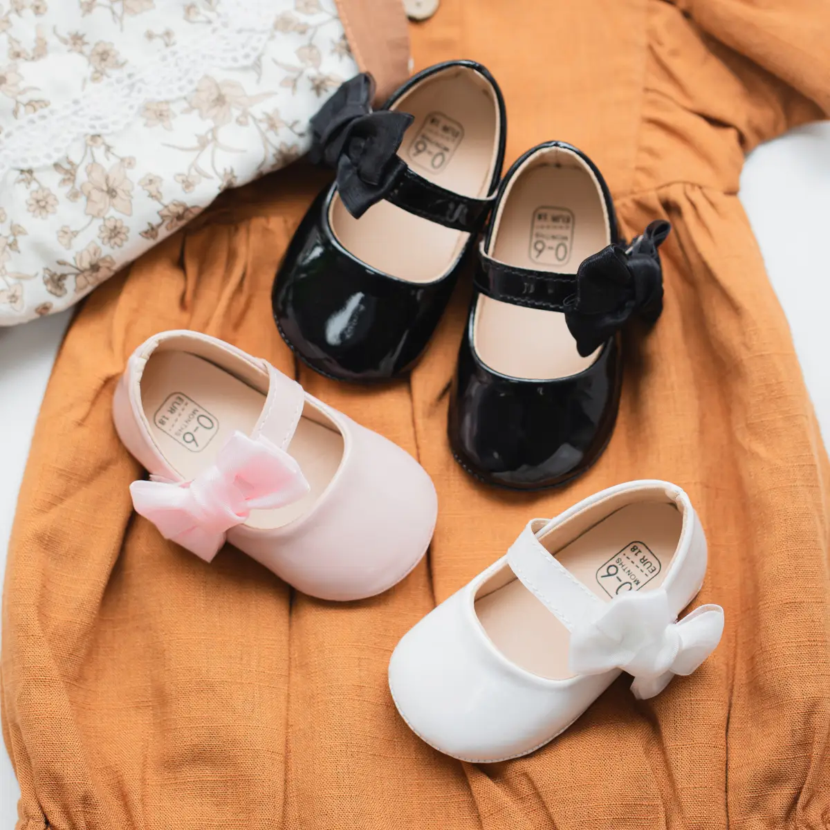 British Leather Baby Shoes Black Bow All Match — feature 4