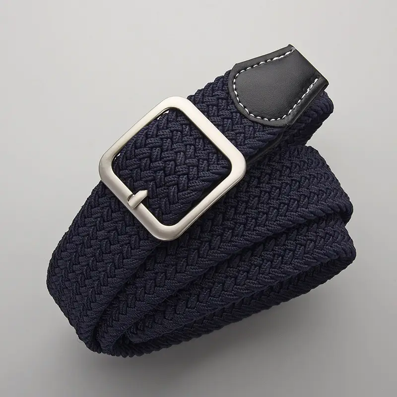 Unisex Navy Woven Belt with Pin Buckle