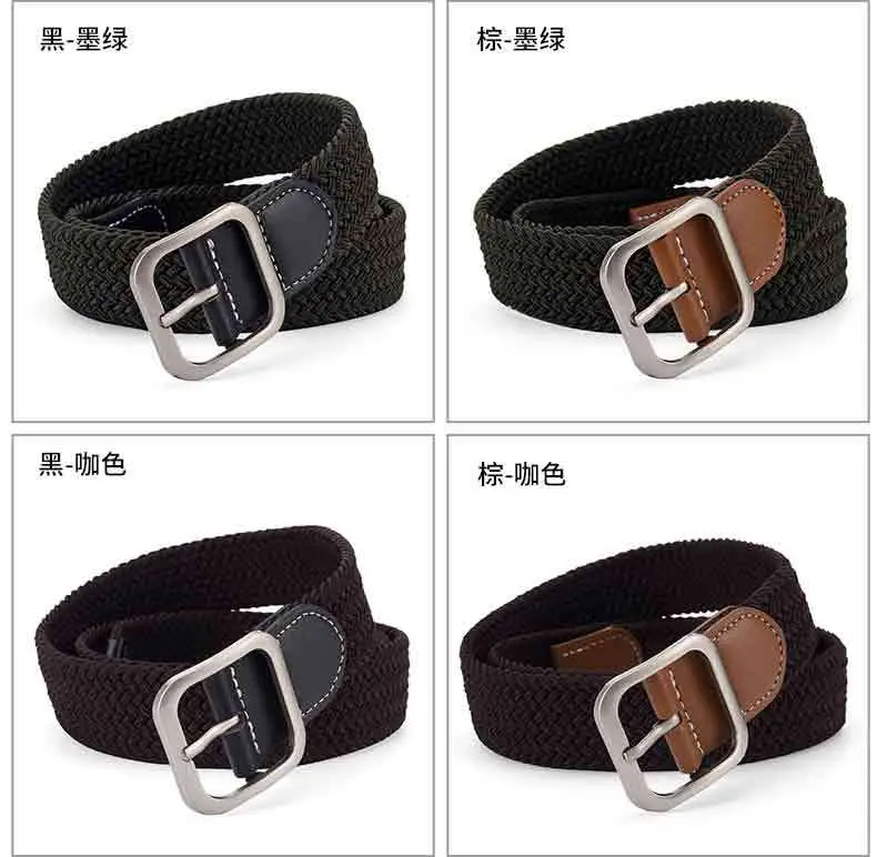 Unisex Navy Woven Belt with Pin Buckle — feature 12