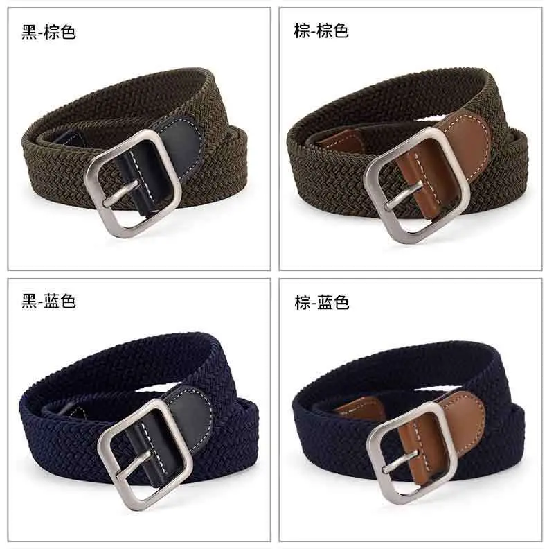 Unisex Navy Woven Belt with Pin Buckle — feature 13