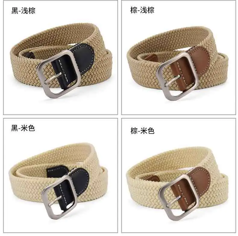 Unisex Navy Woven Belt with Pin Buckle — feature 14