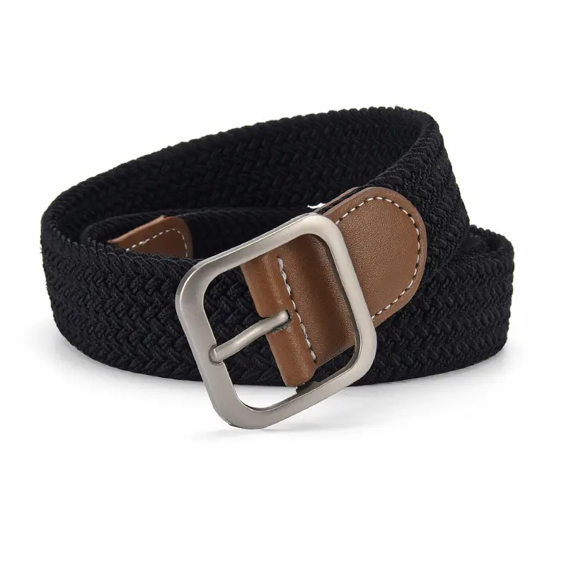 Unisex Navy Woven Belt with Pin Buckle