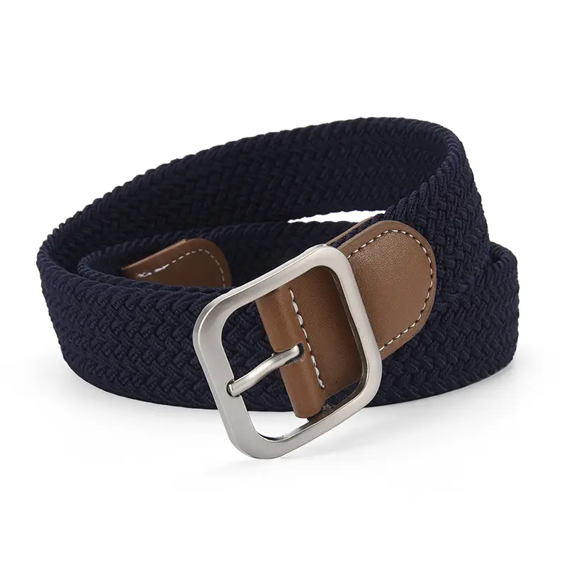 Unisex Navy Woven Belt with Pin Buckle