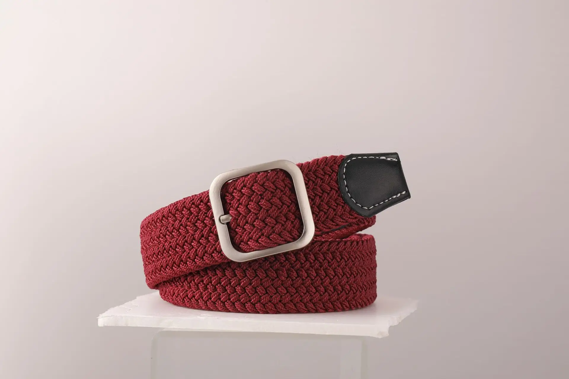 Unisex Navy Woven Belt with Pin Buckle