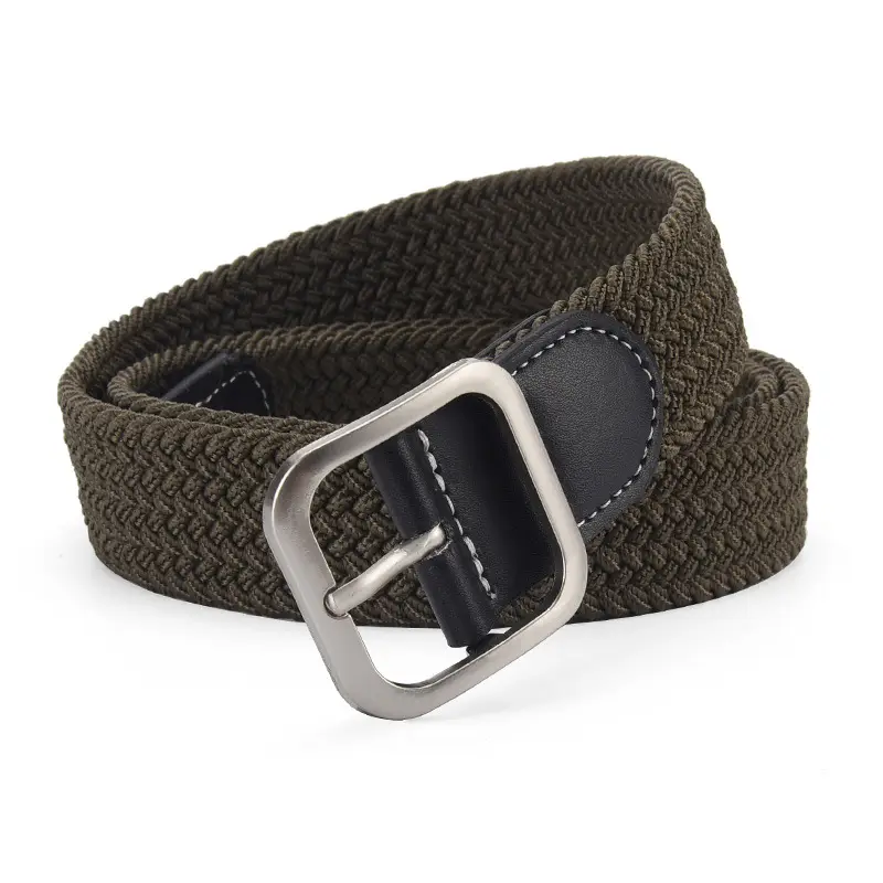 Unisex Navy Woven Belt with Pin Buckle