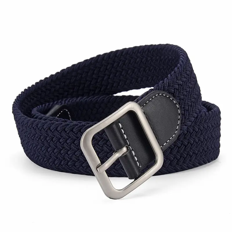 Unisex Navy Woven Belt with Pin Buckle
