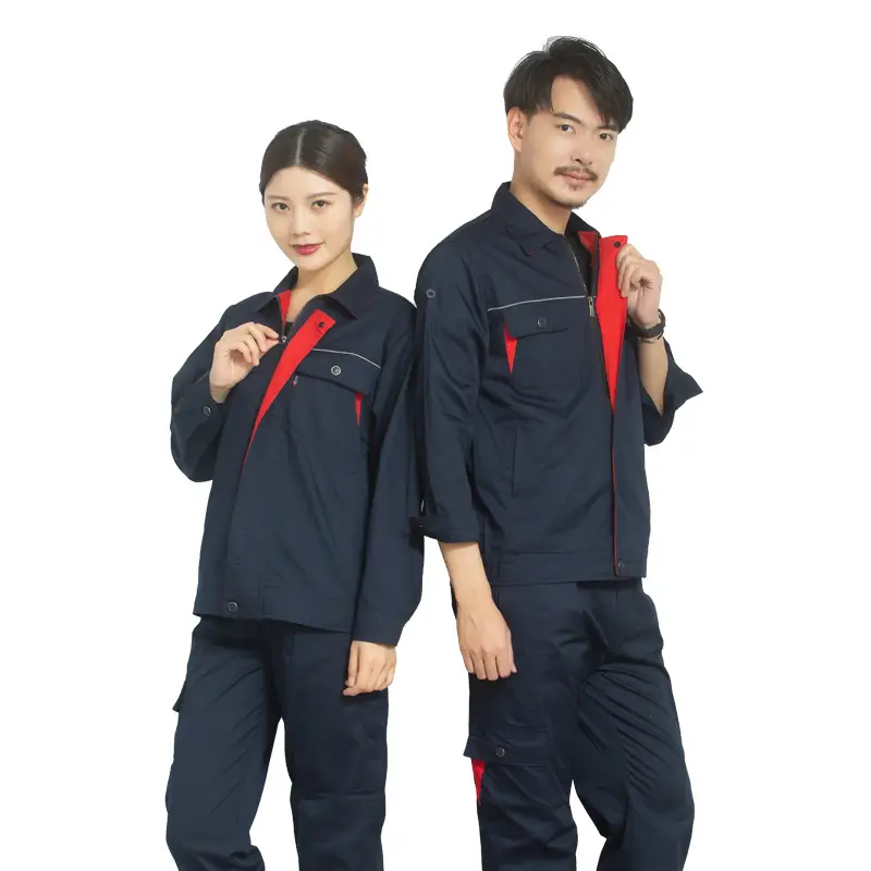 Spring Autumn Labor Suit Men Black Red Triangle Workwear - Image 2