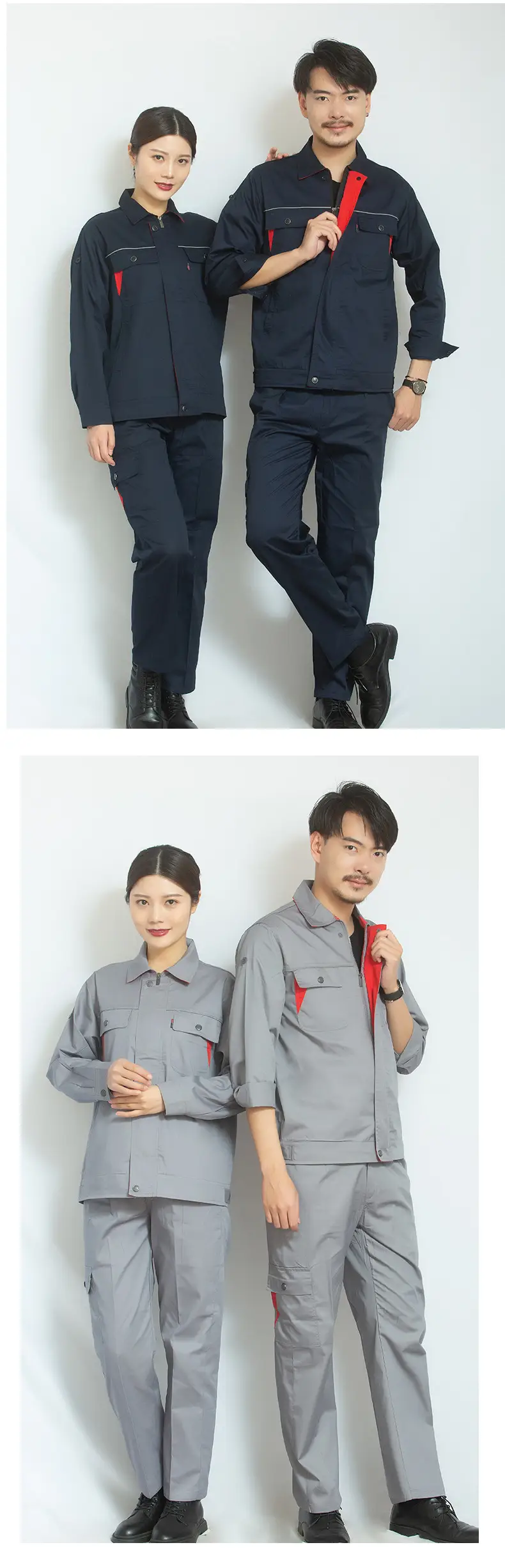 Spring Autumn Labor Suit Men Black Red Triangle Workwear — feature 9