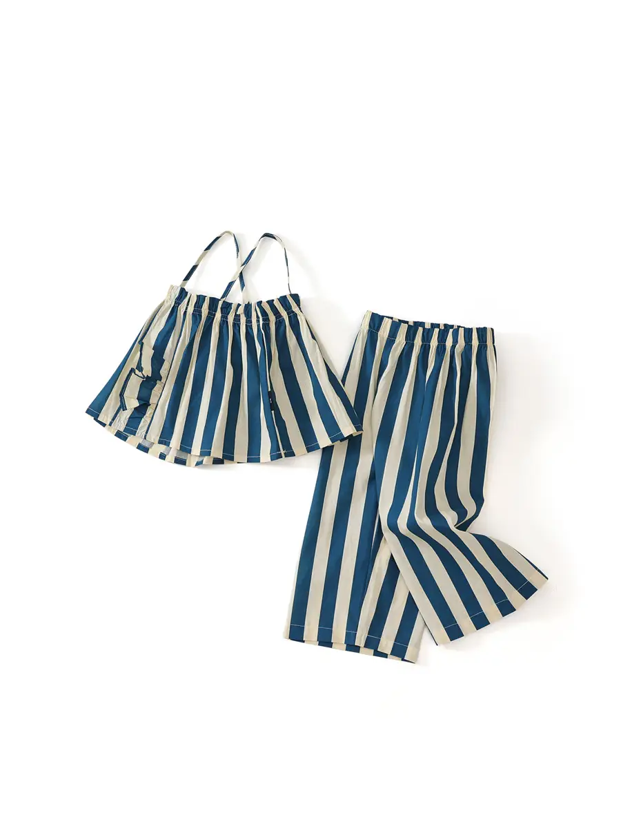 MDD Children Striped Lace Sling Top Pants Set 2025 - Image 5