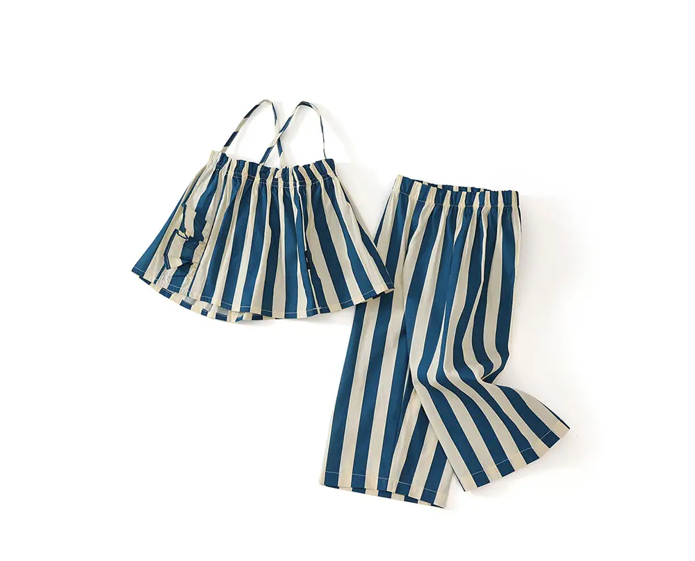 MDD Children Striped Lace Sling Top Pants Set 2025 — feature 11