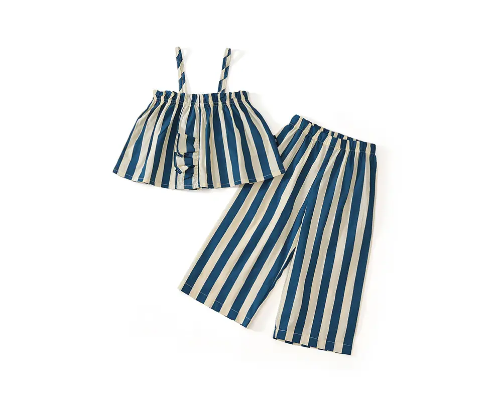 MDD Children Striped Lace Sling Top Pants Set 2025 — feature 13