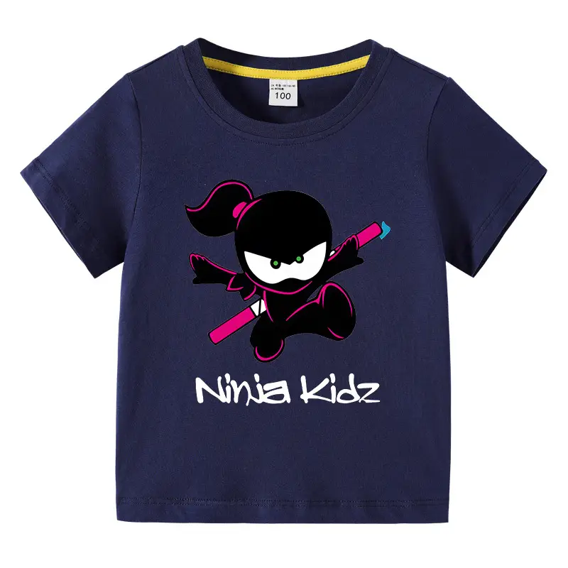 Ninja Kid Pink Short Sleeve T-Shirt for Girls Boys - Image 12