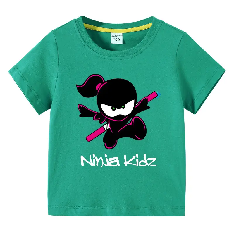 Ninja Kid Pink Short Sleeve T-Shirt for Girls Boys - Image 7