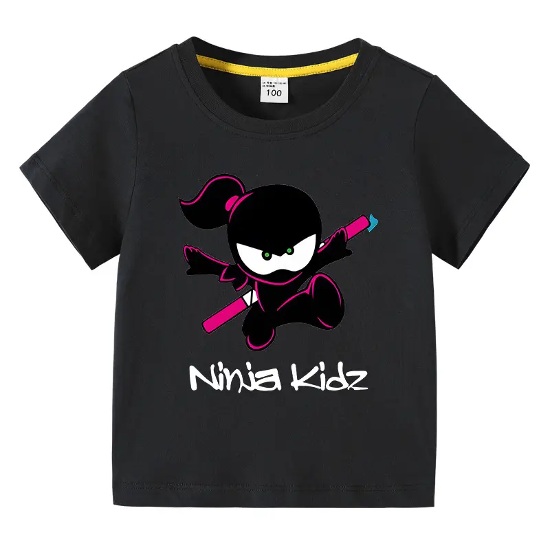 Ninja Kid Pink Short Sleeve T-Shirt for Girls Boys - Image 8