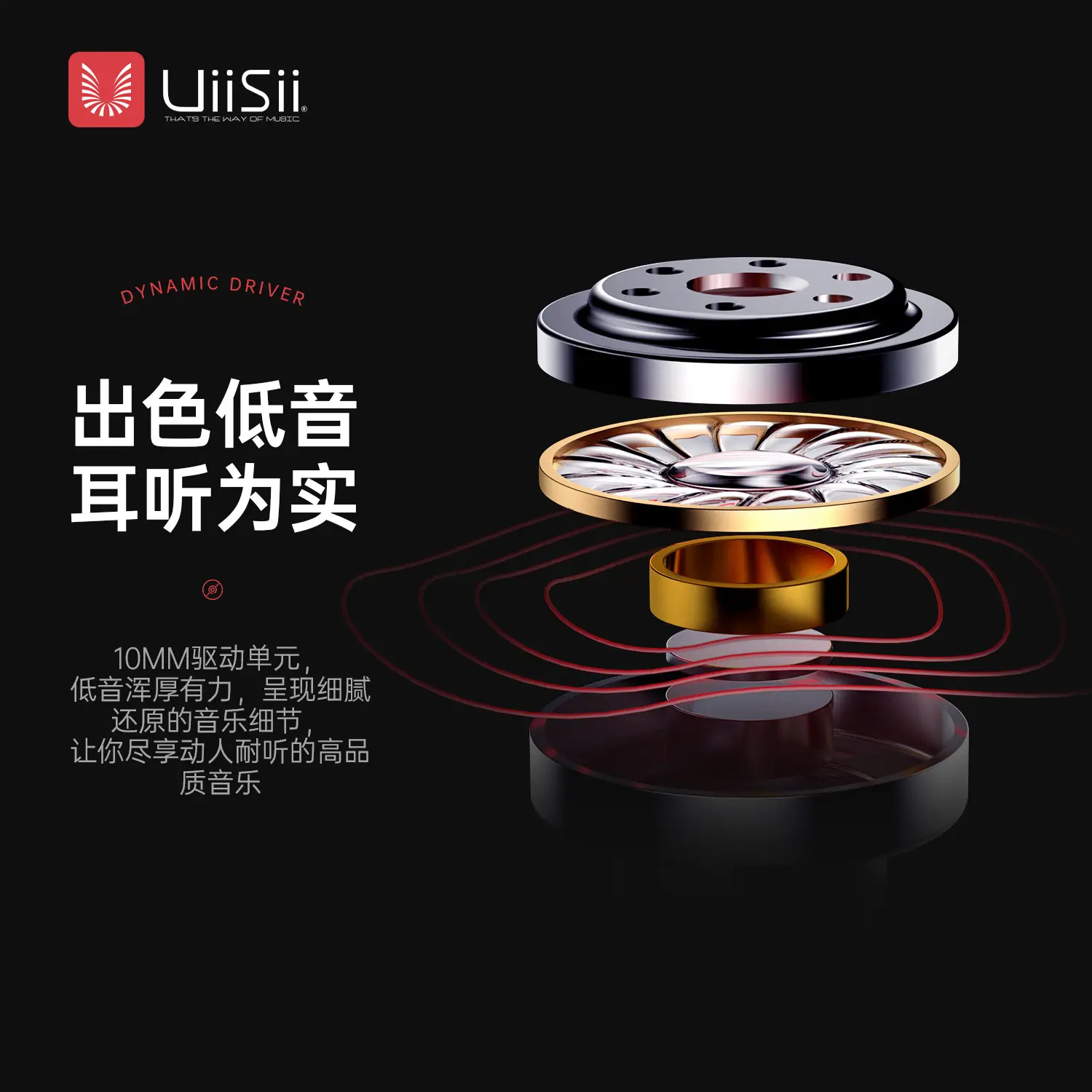 UiiSii Wired In-Ear Headphones White Red — feature 2