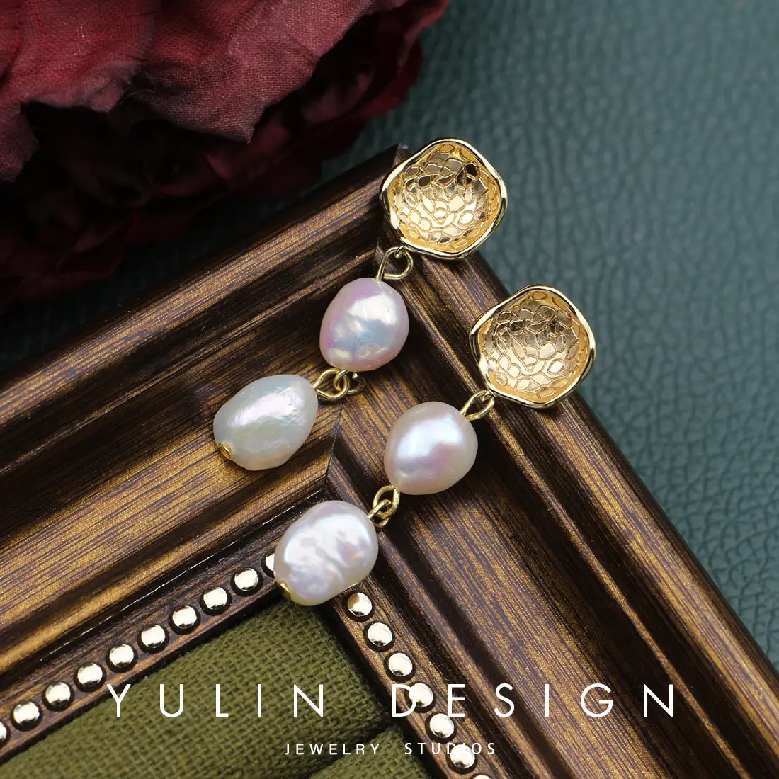 S925 Silver Pearl Earrings for Women Vintage Double Baroque