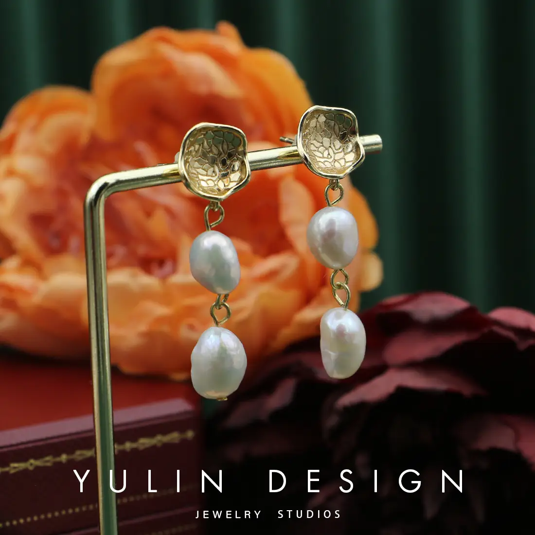 S925 Silver Pearl Earrings for Women Vintage Double Baroque