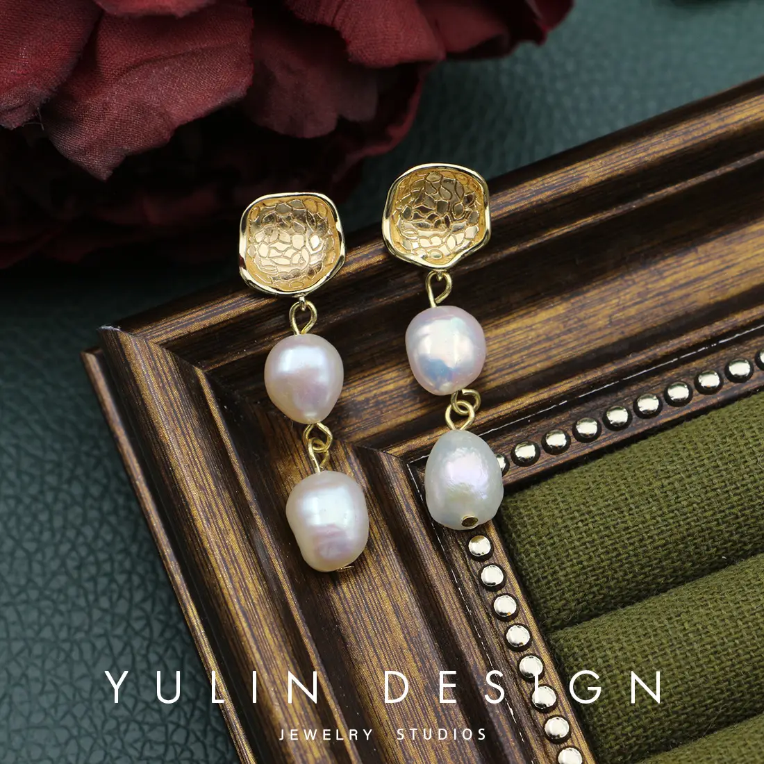 S925 Silver Pearl Earrings for Women Vintage Double Baroque
