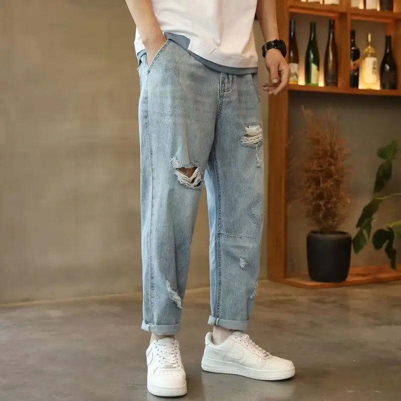 Men's Thin Cropped Ripped Jeans Summer Pants - Image 3