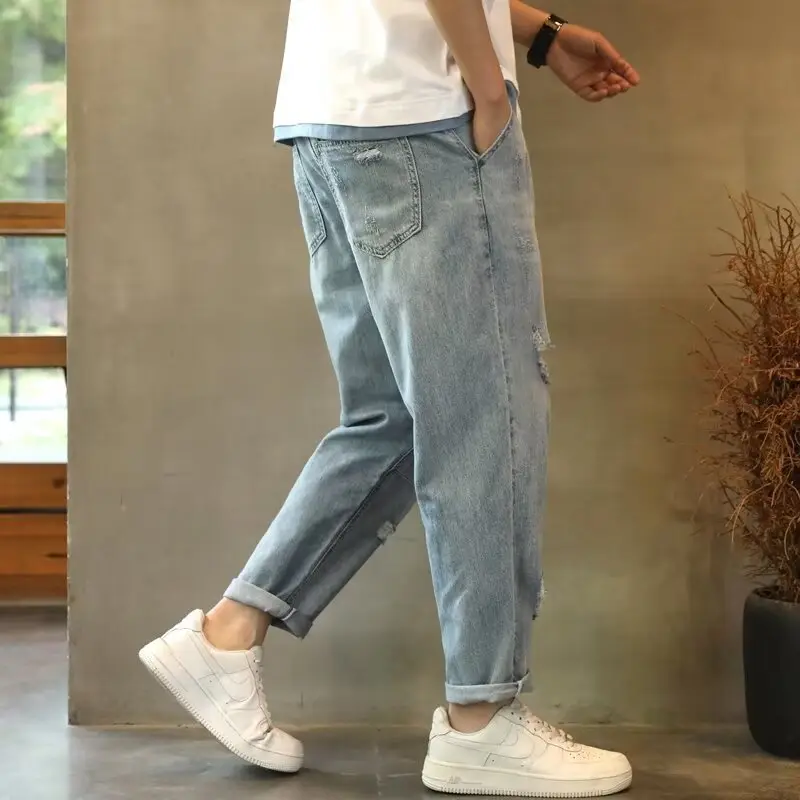 Men's Thin Cropped Ripped Jeans Summer Pants - Image 5
