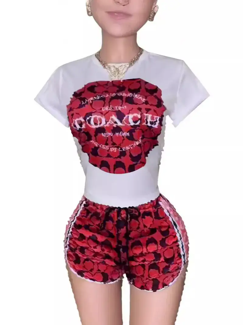 Pink Printed Cotton Shorts Set for Women