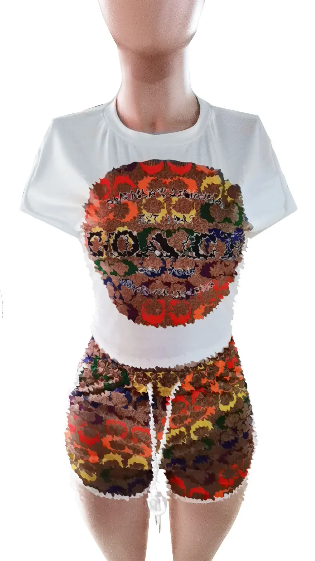 Pink Printed Cotton Shorts Set for Women