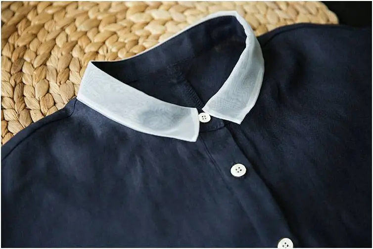 2025 Cotton Linen Plus Size Dress Navy Blue — feature 22