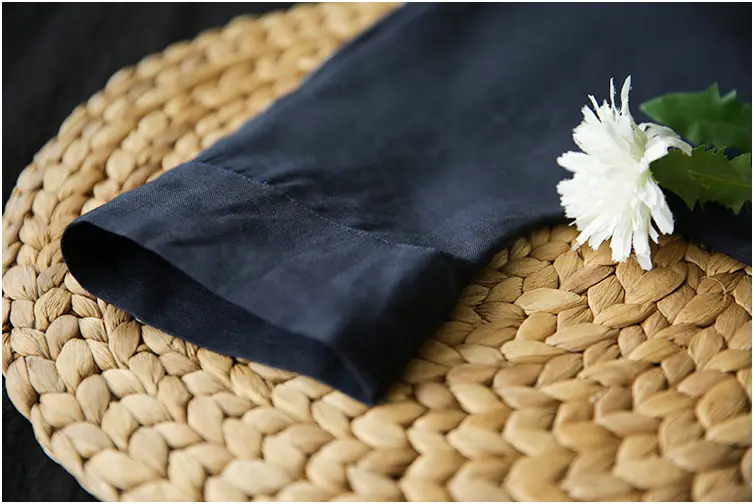 2025 Cotton Linen Plus Size Dress Navy Blue — feature 23