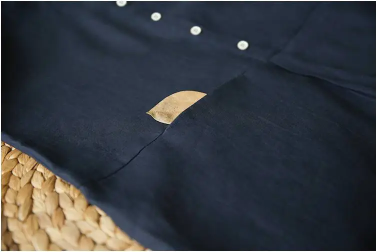2025 Cotton Linen Plus Size Dress Navy Blue — feature 24