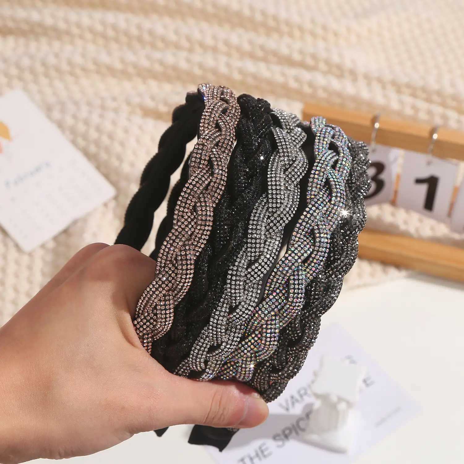 Sparkling Diamond Cross Headband Black - Image 7