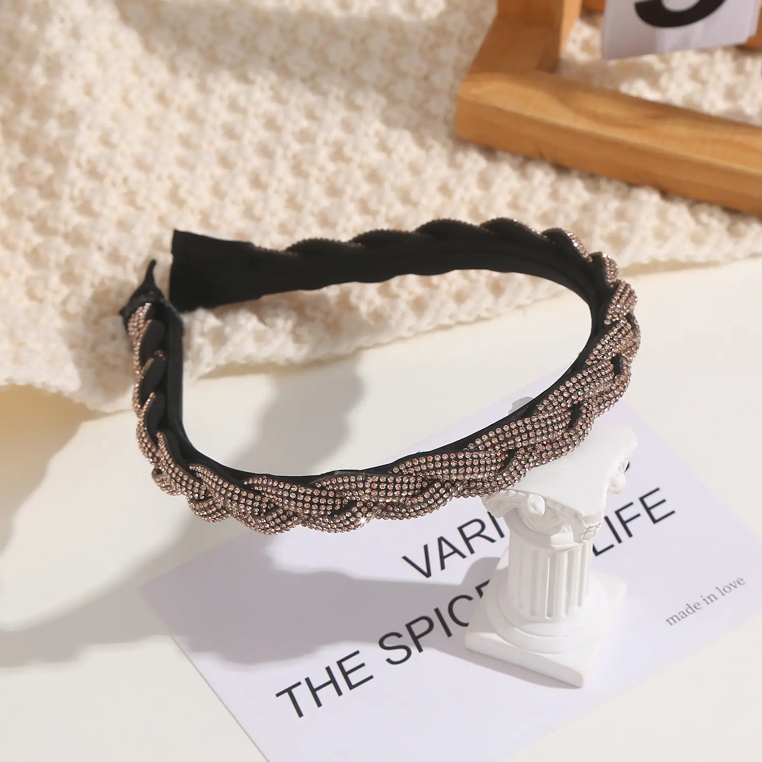 Sparkling Diamond Cross Headband Black - Image 9