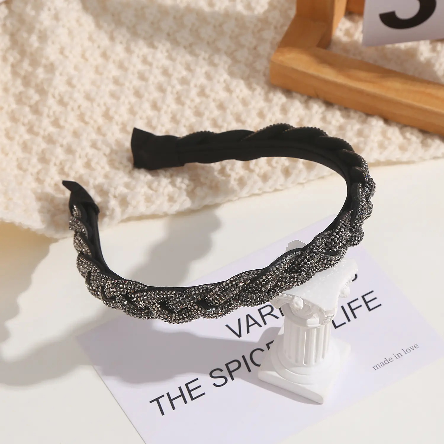 Sparkling Diamond Cross Headband Black - Image 5