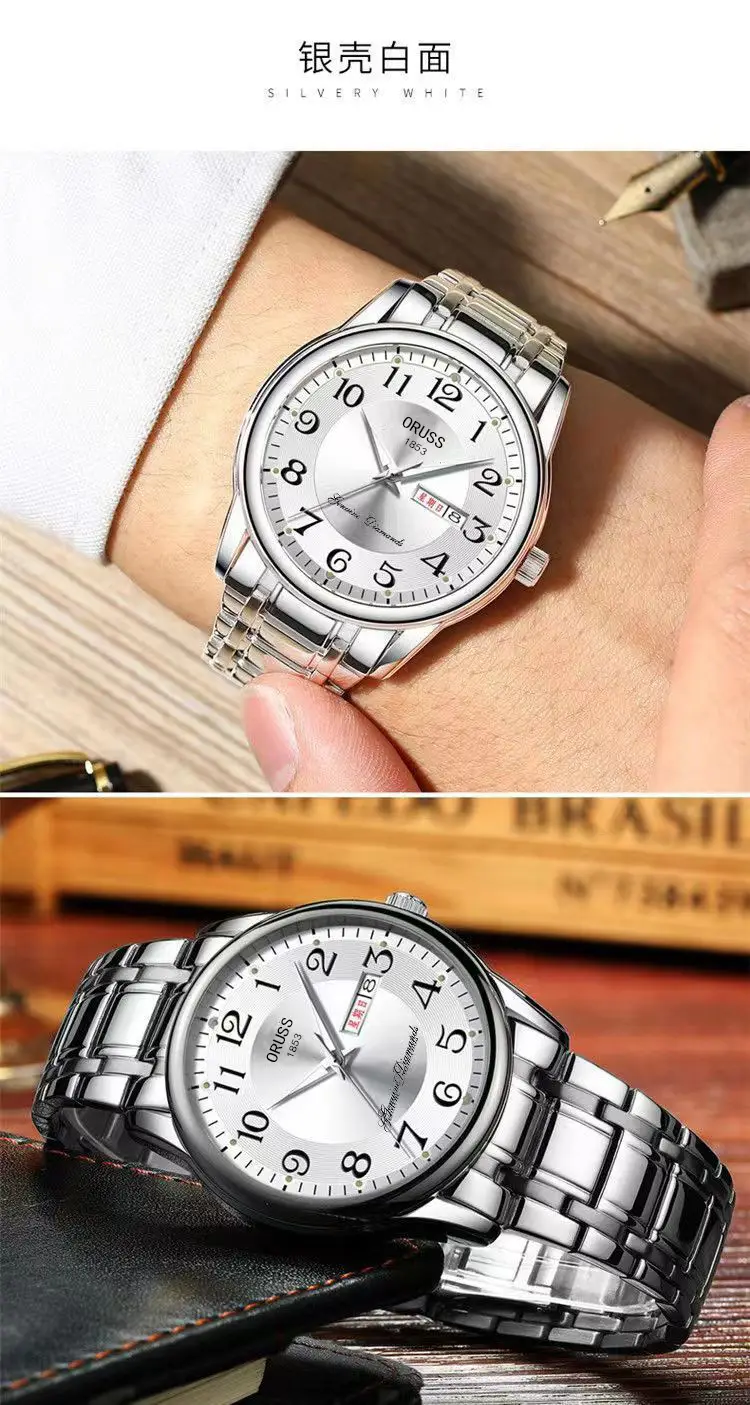 Men's Stainless Steel Quartz Watch with Gold Dial — feature 8