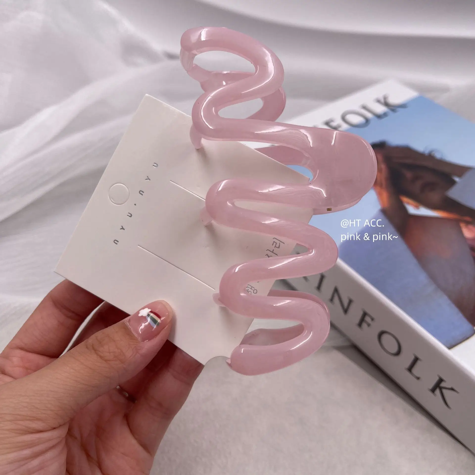 Pink Water Wave Hair Clip for Girls All Match Jewelry - Image 2