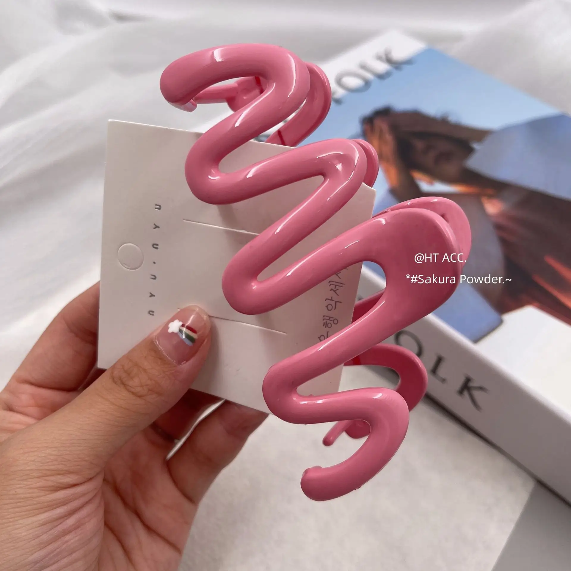Pink Water Wave Hair Clip for Girls All Match Jewelry - Image 5