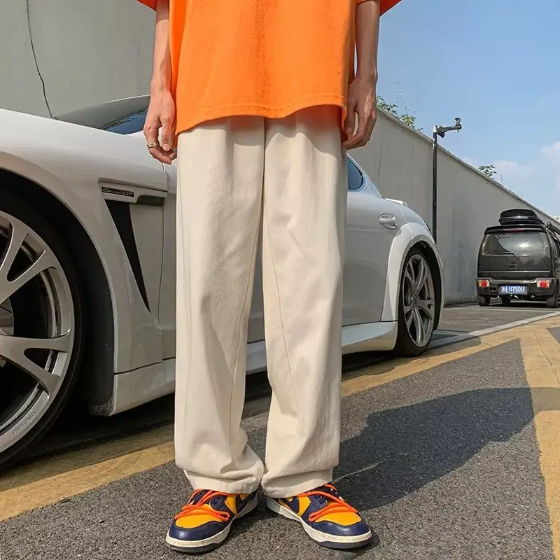 Men's Thin White Sports Pants with Orange Sneakers - Image 5