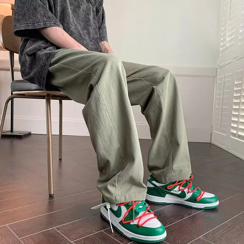 Men's Thin White Sports Pants with Orange Sneakers — feature 10