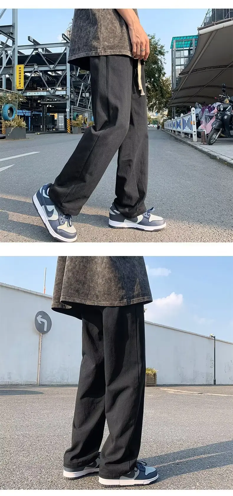 Men's Thin White Sports Pants with Orange Sneakers — feature 3