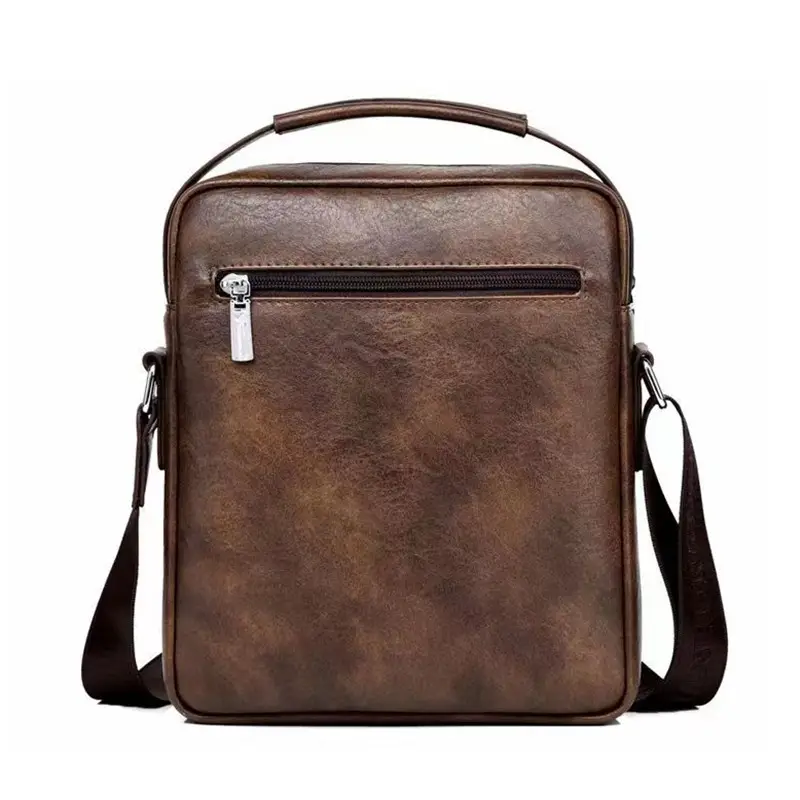 Men's Waterproof Shoulder Bag Brown Leather Large Capacity - Image 6