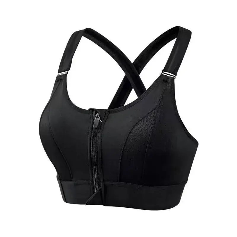 Adjustable Front Zipper Sports Bra Shockproof No Steel Ring Vest Yoga Cross Beauty Back Underwear for Women - Image 3