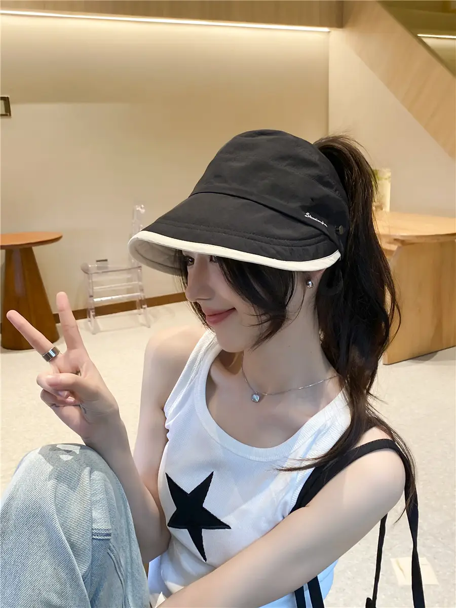 Japanese Style Double-sided Sun Hat Women Pink Black - Image 10