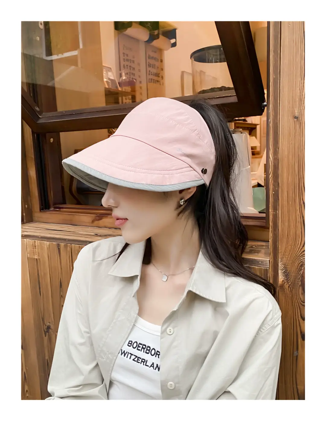 Japanese Style Double-sided Sun Hat Women Pink Black — feature 11